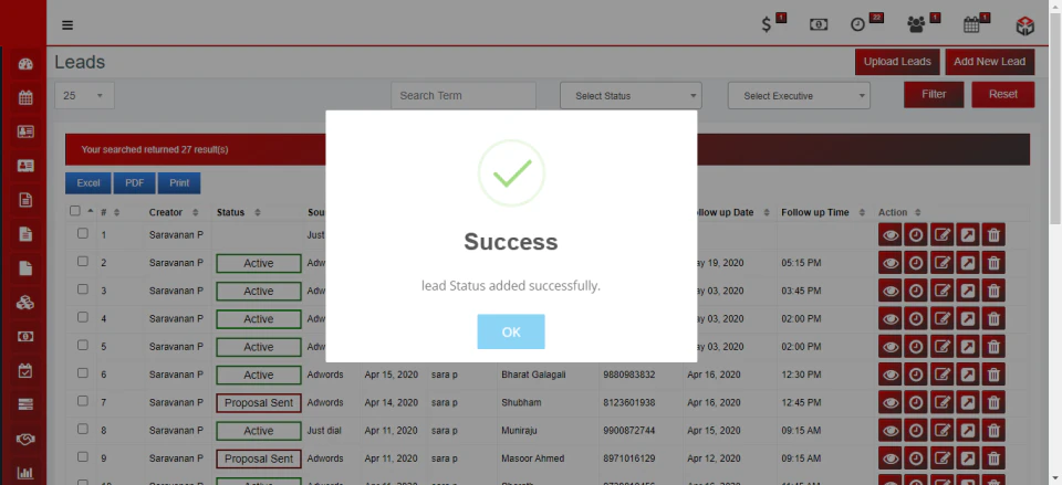 screenshot of Solid Performers CRM